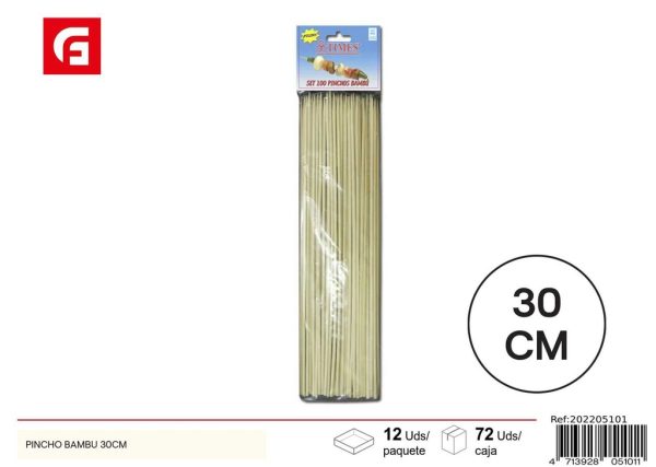 Pinchos de bambú 100 unidades 30 cm - Utensilios para BBQ y cocina