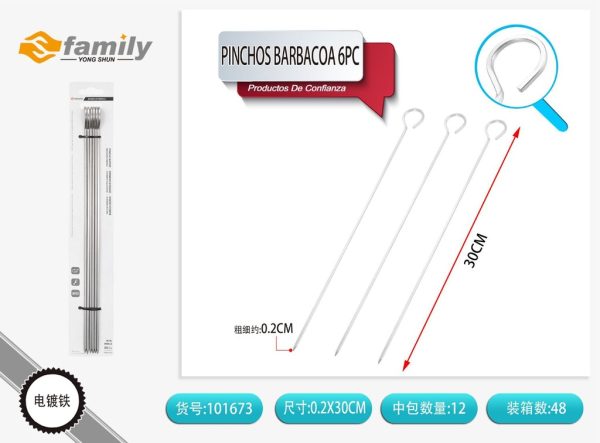 Pinchos de barbacoa 6 pz 30 cm - Utensilios para BBQ