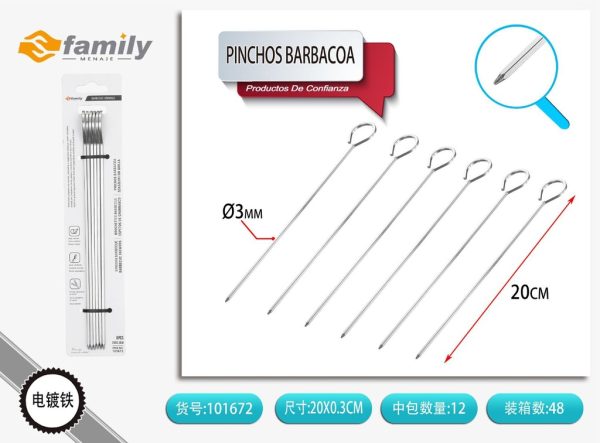 Pinchos para Barbacoa 6 piezas 20 cm - Utensilios de cocina