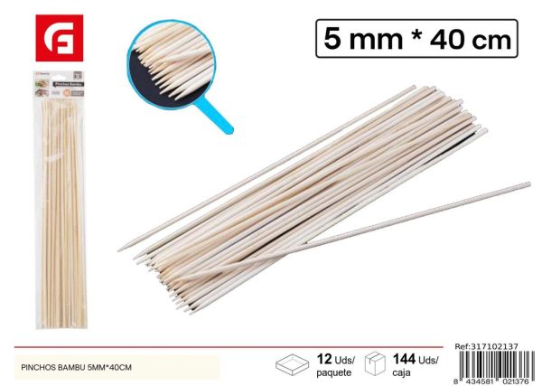 Pincos de bambú 5 mm*40 cm 20 pcs - Accesorios de barbacoa