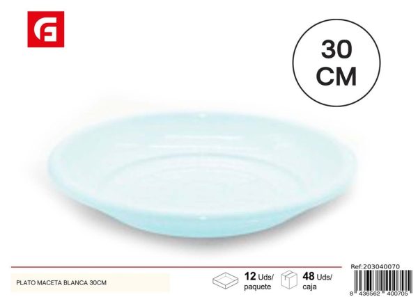 Plato Maceta Blanca 30 cm - Macetas de plástico