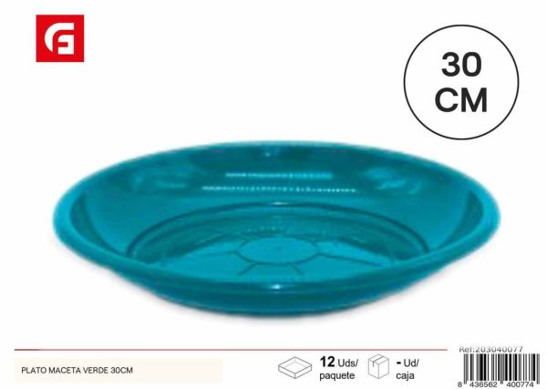 Plato Maceta Verde 30 cm - Macetas de plástico