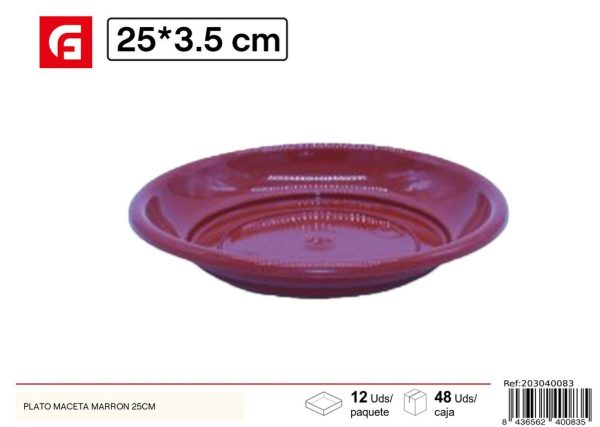 Plato maceta marrón 25cm - Accesorios de jardinería