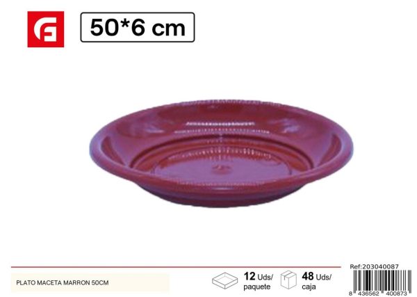 Plato maceta marrón 50cm - Plásticos para el hogar