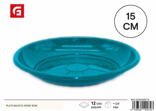 Plato maceta verde 15 cm - Macetas y jardinería