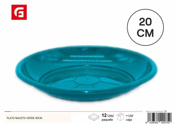 Plato maceta verde 20 cm - Macetas y jardinería
