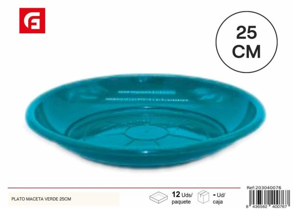 Plato maceta verde 25cm - Accesorios de jardinería