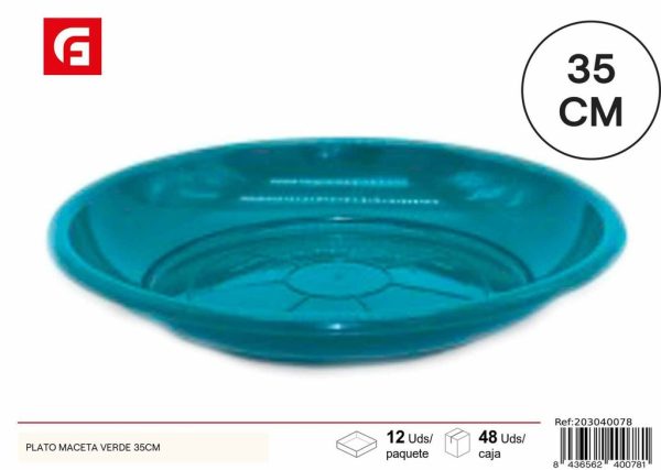 Plato para maceta verde 35 cm - Jardín y decoración