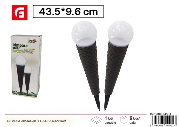 Set de 2 lámpara solar Plutón de 43.5x9.6 cm - Iluminación solar para jardín