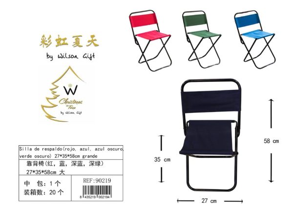 Silla con respaldo (rojo, azul, azul profundo, verde oscuro) 27x35x58 cm - Mobiliario de jardín