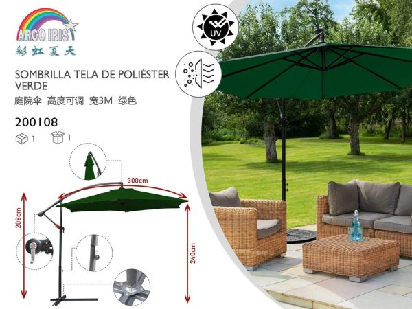 Sombrilla inclinable de jardín 300 cm - Accesorios para exterior y patio
