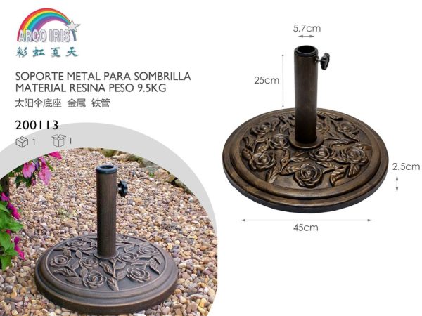 Soporte de metal para sombrilla de resina con peso de 9.5 kg - Accesorios para playa