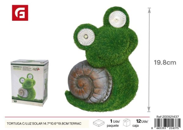 Tortuga con luz solar 14.7x10.6x19.8 cm terracota - Adornos de jardín