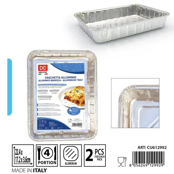 Bandeja de aluminio de 4 porciones 2 piezas - Accesorios desechables de cocina