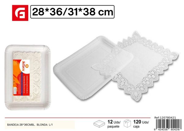 Bandeja de papel blanco 28x36cm - Artículos desechables