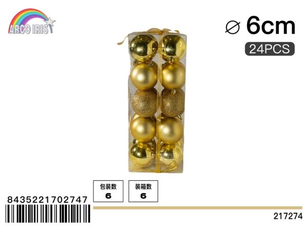 Bola Colgante de 6 cm Oro Mezclado - Adornos navideños - Imagen 2