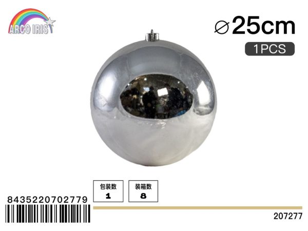 Bola colgante brillante de 25 cm en plata, set de 1 pieza
