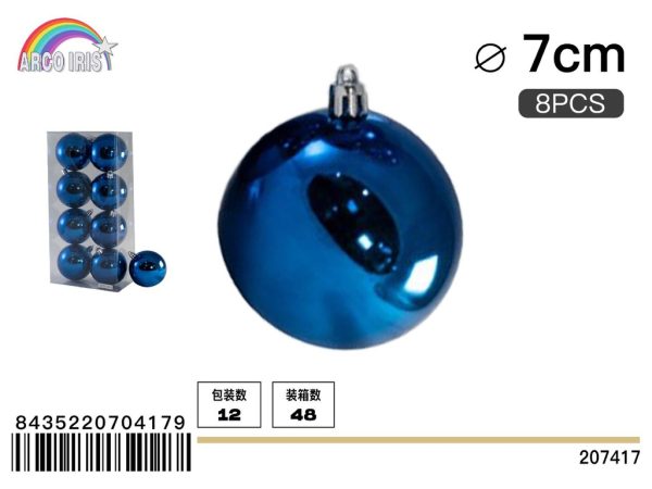 Bola colgante brillante de 7 cm en azul, set de 1 pieza