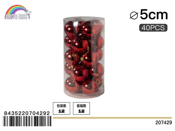 Bola colgante de 5 cm en rojo, set de 40 piezas