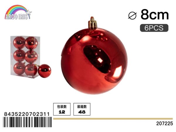 Bola colgante de 6 cm en rojo, set de 12 piezas