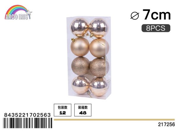 Bola colgante de 7 cm en cobre, set de 8 piezas en tonos mixtos