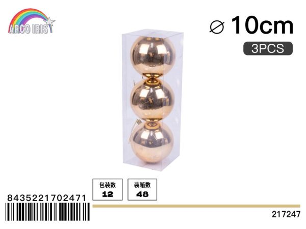 Bola colgante de cobre brillante de 10 cm, set de 3 piezas