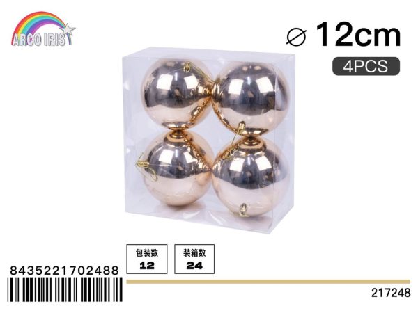 Bola colgante de cobre brillante de 12 cm, set de 4 piezas