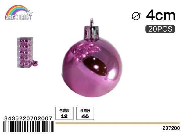 Bola colgante de colores rosa brillante 4 cm set de 20 piezas - Adornos navideños