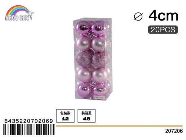 Bola colgante de colores rosa mixto 4 cm set de 20 piezas - Adornos navideños