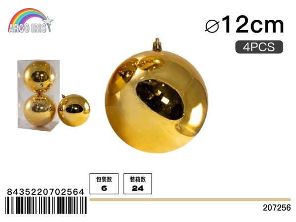 Bola colgante dorada brillante de 12 cm, set de 4 piezas