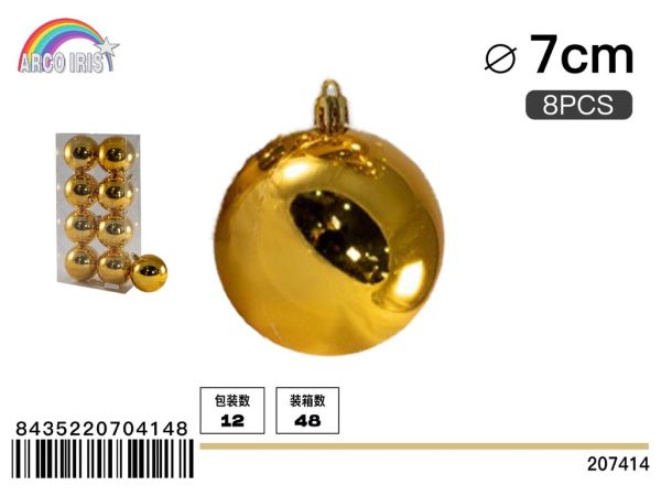 Bola colgante dorada brillante de 7 cm