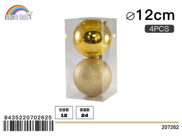 Bola colgante dorada de 12 cm, set de 4 piezas en tonos mixtos