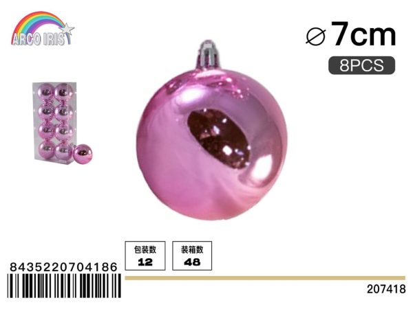 Bola colgante rosa brillante 7 cm - Adornos navideños