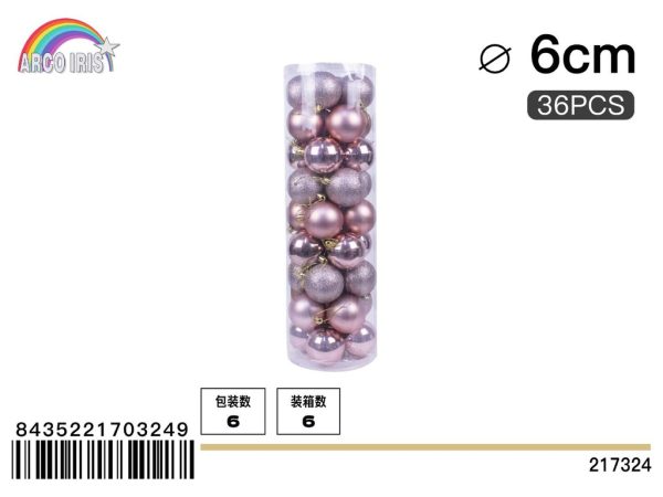 Bola colgante rosa claro 5 cm set de 16 piezas - Adornos navideños
