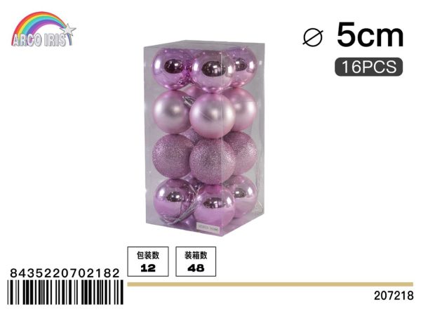 Bola colgante rosa mixto 5 cm set de 16 piezas - Adornos navideños
