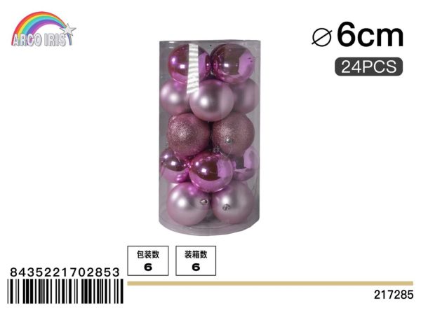 Bola colgante rosa mixto 6 cm set de 24 piezas - Adornos navideños
