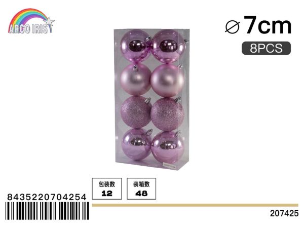 Bola colgante rosa mixto 7 cm - Adornos navideños