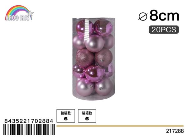 Bola colgante rosa mixto 8 cm set de 20 piezas - Adornos navideños
