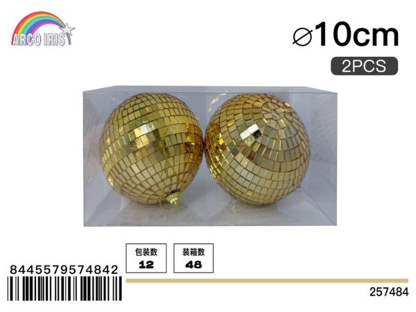 Bola de Espejo Oro 10 cm 2 PCS - Adornos navideños