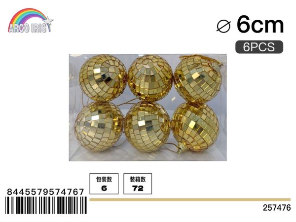 Bola de Espejo Oro 6 cm 6 PCS - Adornos navideños