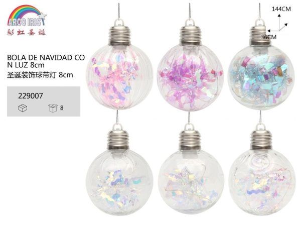 Bola de Navidad con luz 8 cm - Decoración navideña colgante - Imagen 2