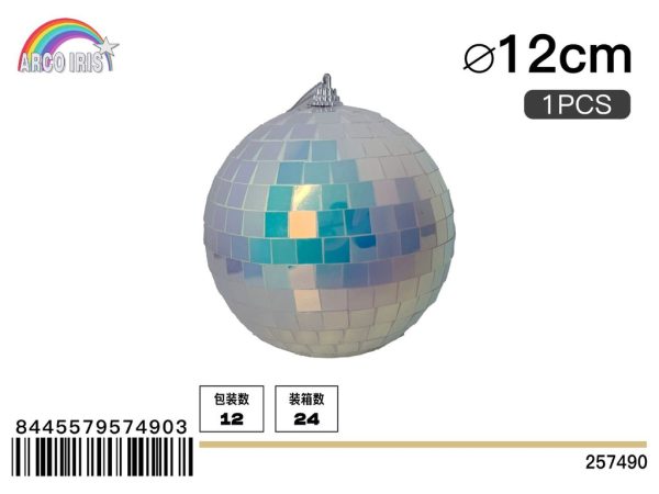 Bola de espejo multicolor 12 cm 1 pieza en bolsa burbuja - Adornos navideños