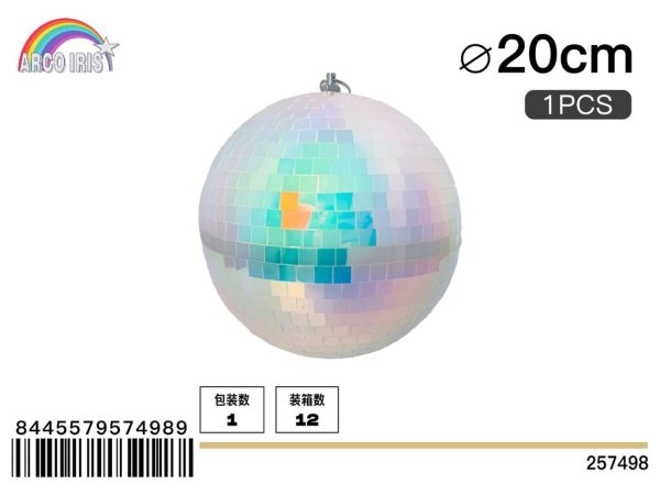 Bola de espejo multicolor 20 cm 1 pieza en bolsa burbuja - Adornos navideños