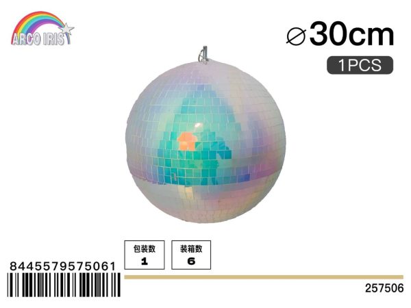 Bola de espejo multicolor 30 cm 1 pieza en bolsa burbuja - Adornos navideños