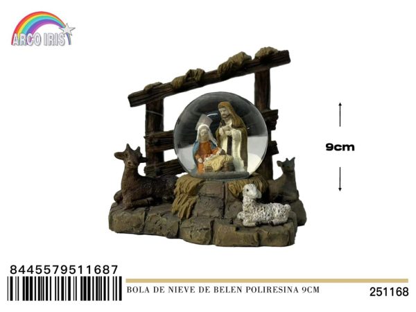 Bola de nieve de belén poliresina 9 cm - Decoración navideña con nieve