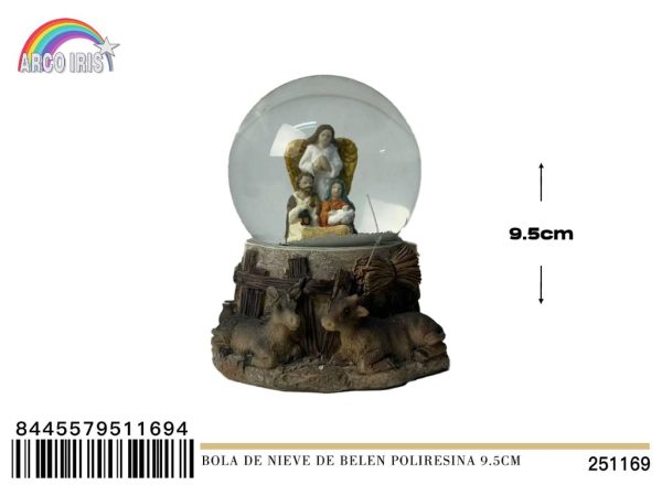 Bola de nieve de belén poliresina 9.5 cm - Decoración navideña con nieve