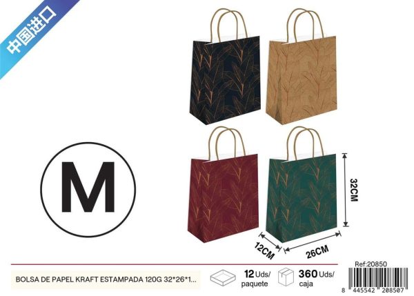 Bolsa de papel kraft estampada 120g 32x26x12 cm - Bolsa de regalo - Imagen 3