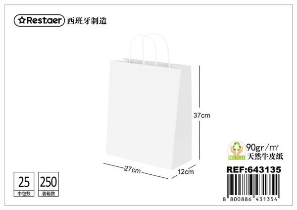 Bolsa de regalo 27x12x37 cm color blanco - Artículos de regalo