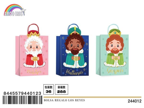 Bolsa de regalo Los Reyes 18x24x8 cm - Decoración navideña