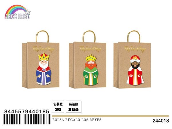 Bolsa de regalo Los Reyes 18x24x8 cm - Decoración navideña - Imagen 2